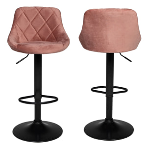 Lot de 2 tabourets de bar en velours rose ROBIN