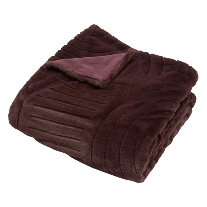 Plaid Arka 180x230cm effet fausse fourrure marron