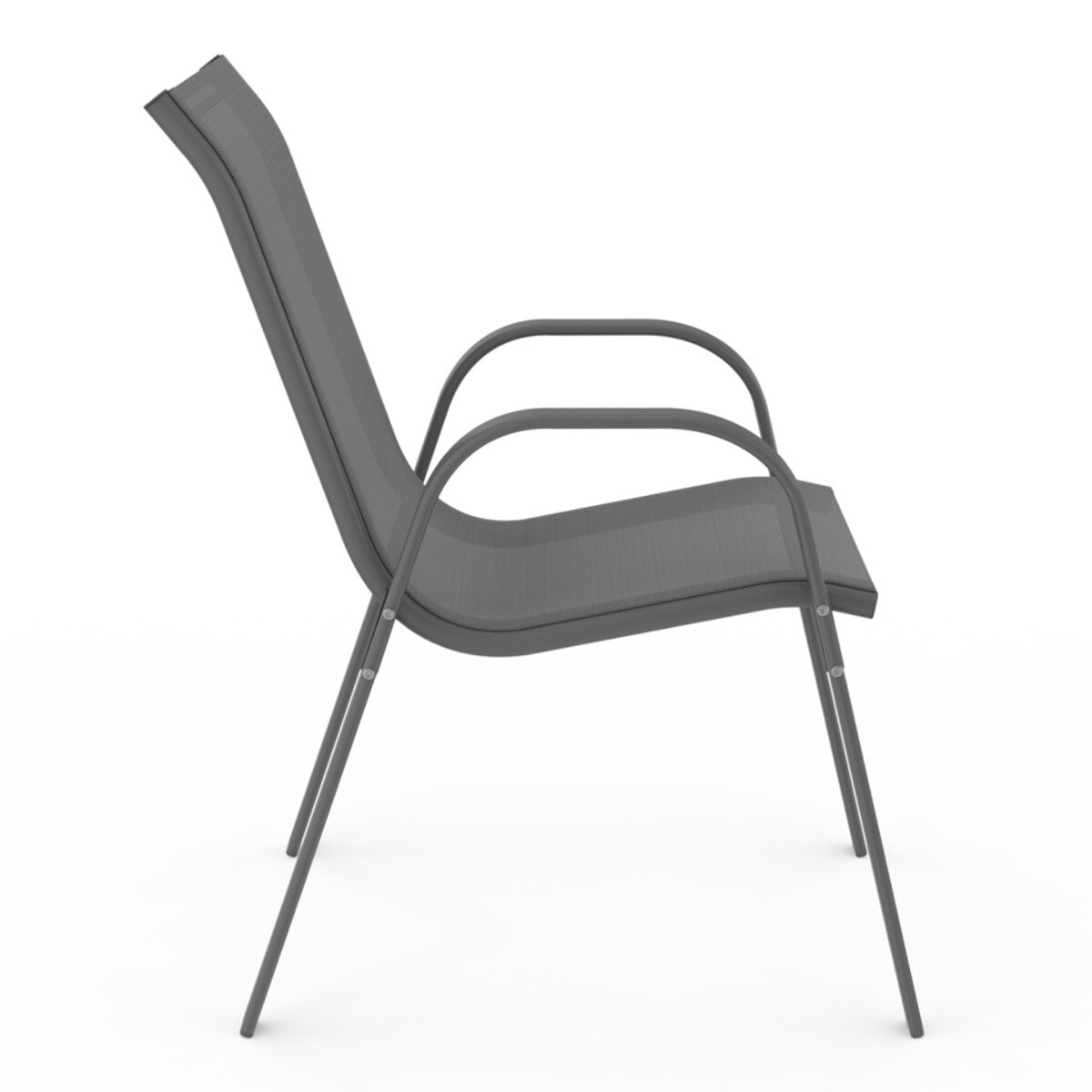 Chaises de jardin empilables textilène gris - lot de 6
