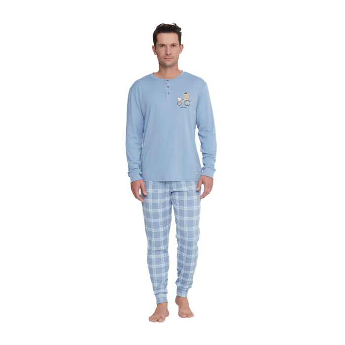 Pigiama uomo yuppie in caldo cotone con collo tre bottoni Noidinotte