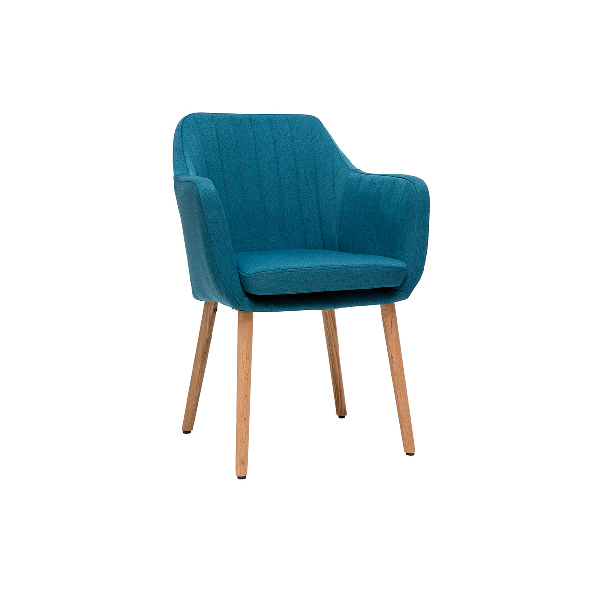 Chaise scandinave en tissu bleu canard et bois clair ALEYNA