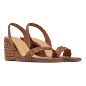 Sandalia destalonada Barby trenzada en rafia natural