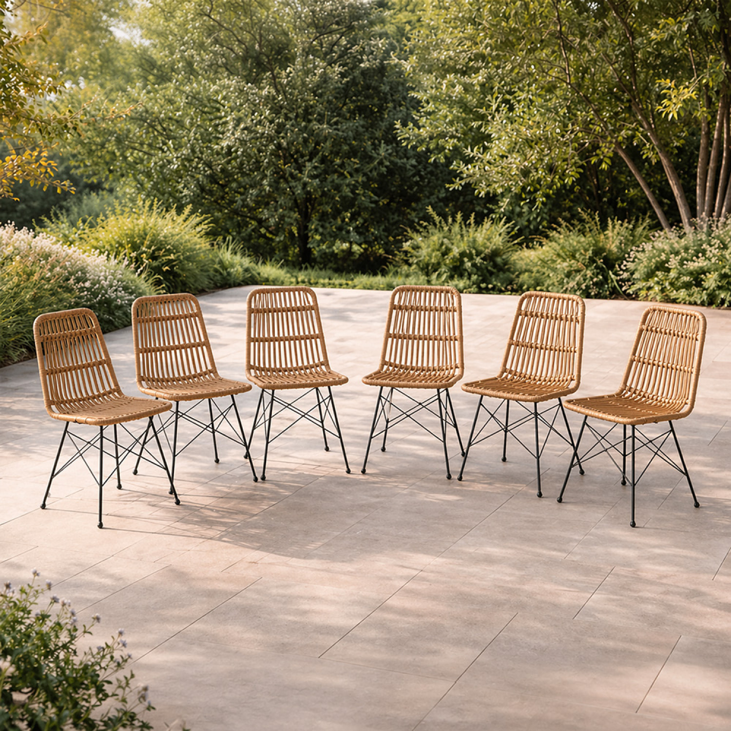 Lot de 6 chaises en résine tressée effet rotin JAGNA