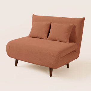 Lumi - Banquette convertible clic-clac 1 place en velours côtelé - Terracotta