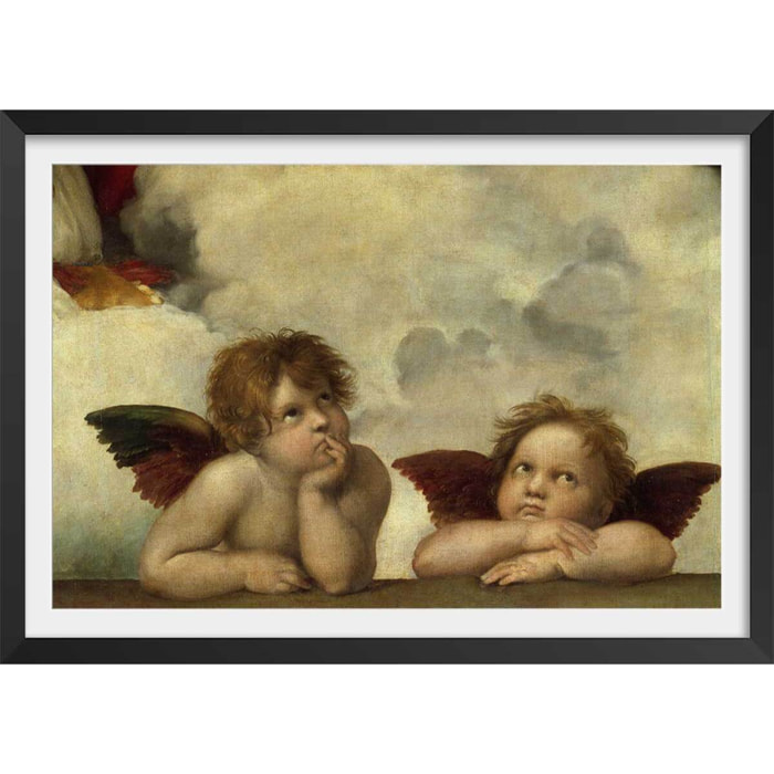 Poster Detail de la Chapelle Sixtine - Raphael Affiche + cadre en bois - Noir