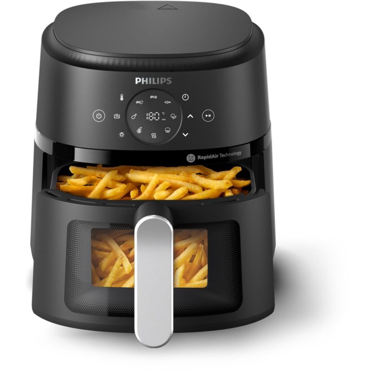 Airfryer PHILIPS NA211/00 friteuse sans huile avec fenêtre de cuisson Noir/Argent, Série 2000 3.2L