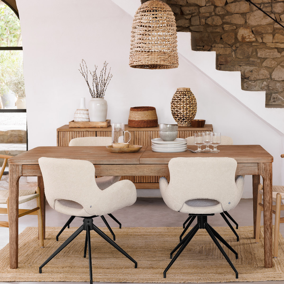 Table à manger extensible "Sabor" acacia L180-260cm