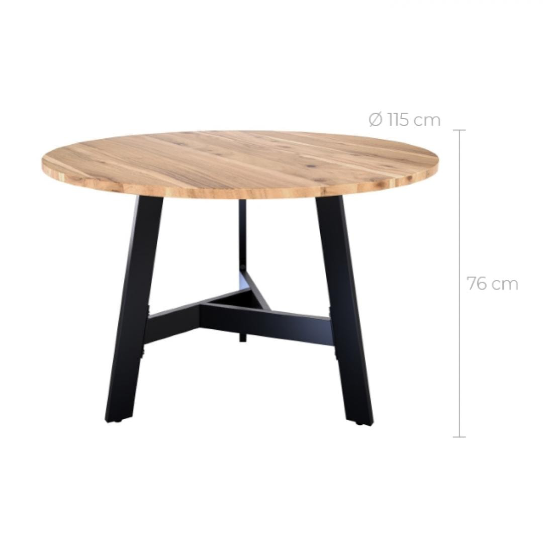 Table ronde Ellie bois d'acacia et métal D115 cm