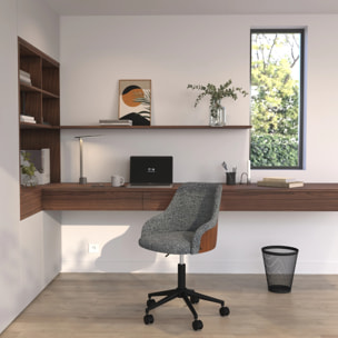 Chaise de bureau pivotante et réglable en tissu gris - Ninon