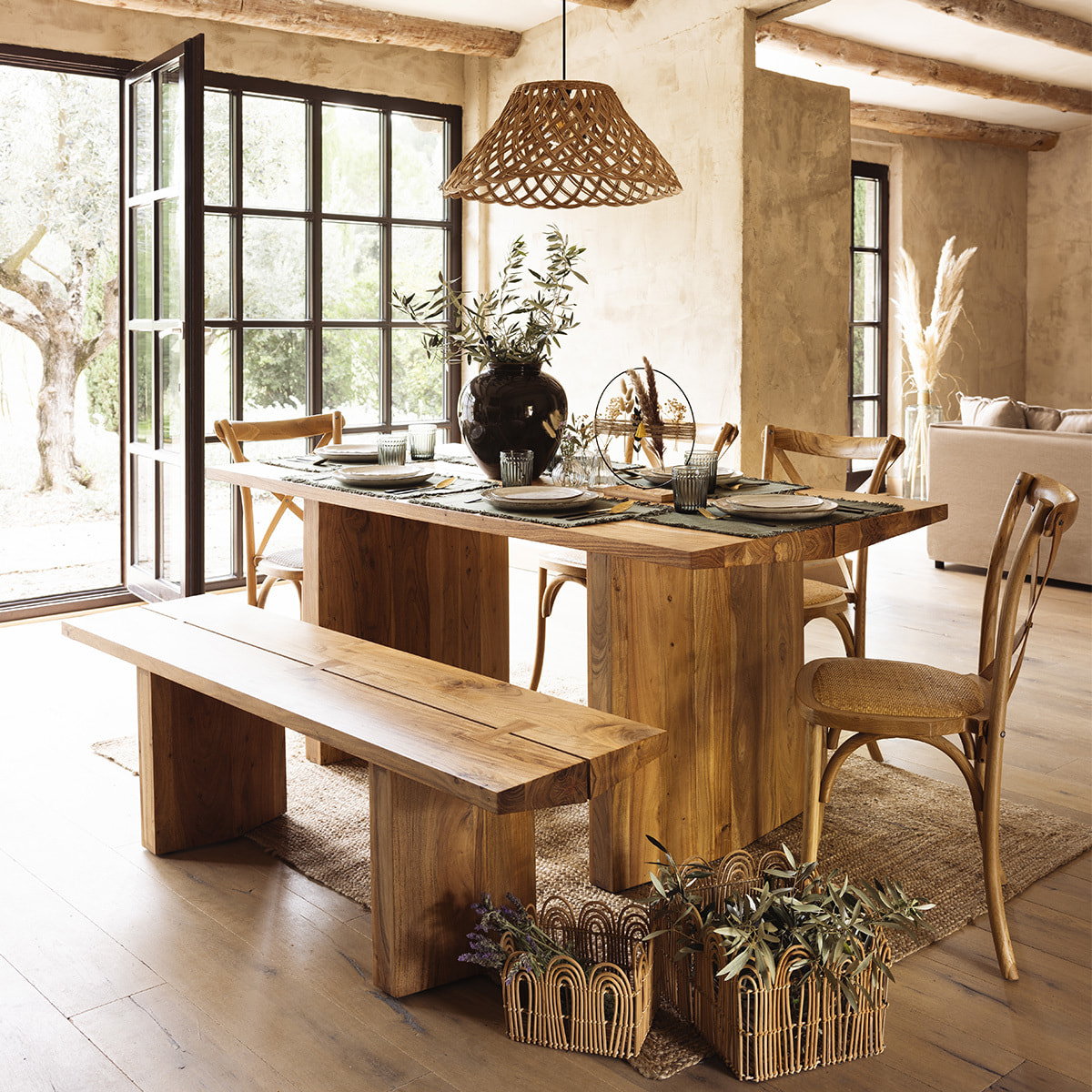 Déco à poser "Lourmarin" métal roseau noir H32cm