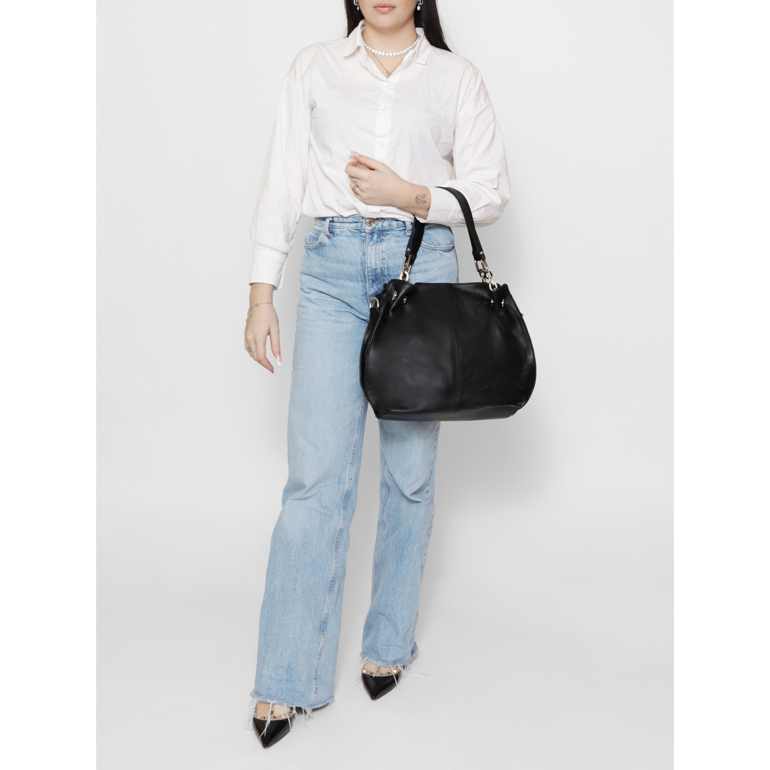 Borsa a mano da donna Made in Italy - Modello Ereba - 100% pelle - 38.0 x 30.0 x 12.0 cm