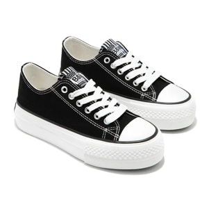 Zapatillas Lona Plataforma Negro B&W