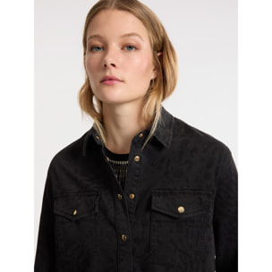 Elena Mirò - Camicia animalier in denim - Nero