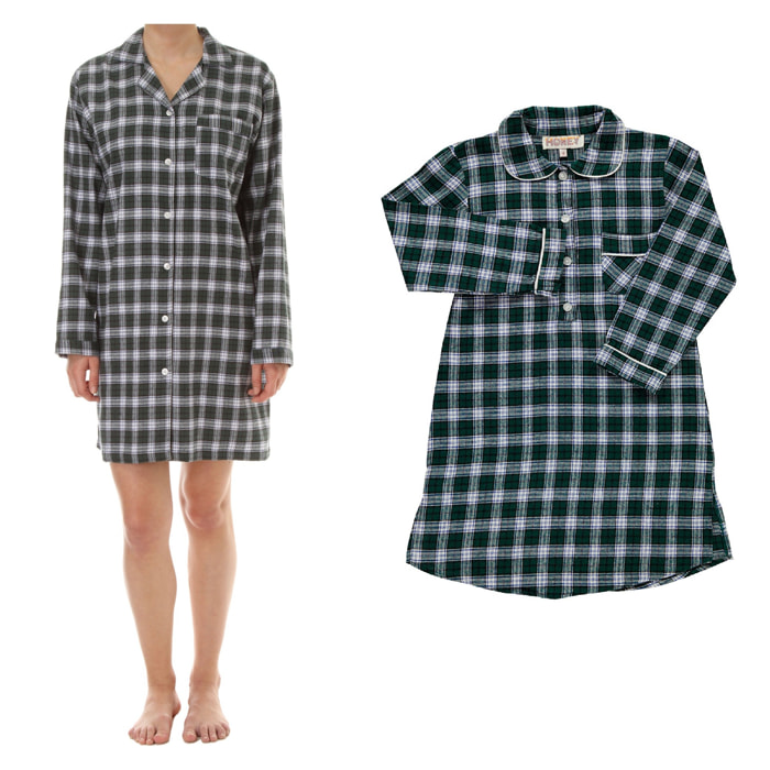 PACK Camicia da notte mamma e bimba DONNA BAMBINA scozzese rosso