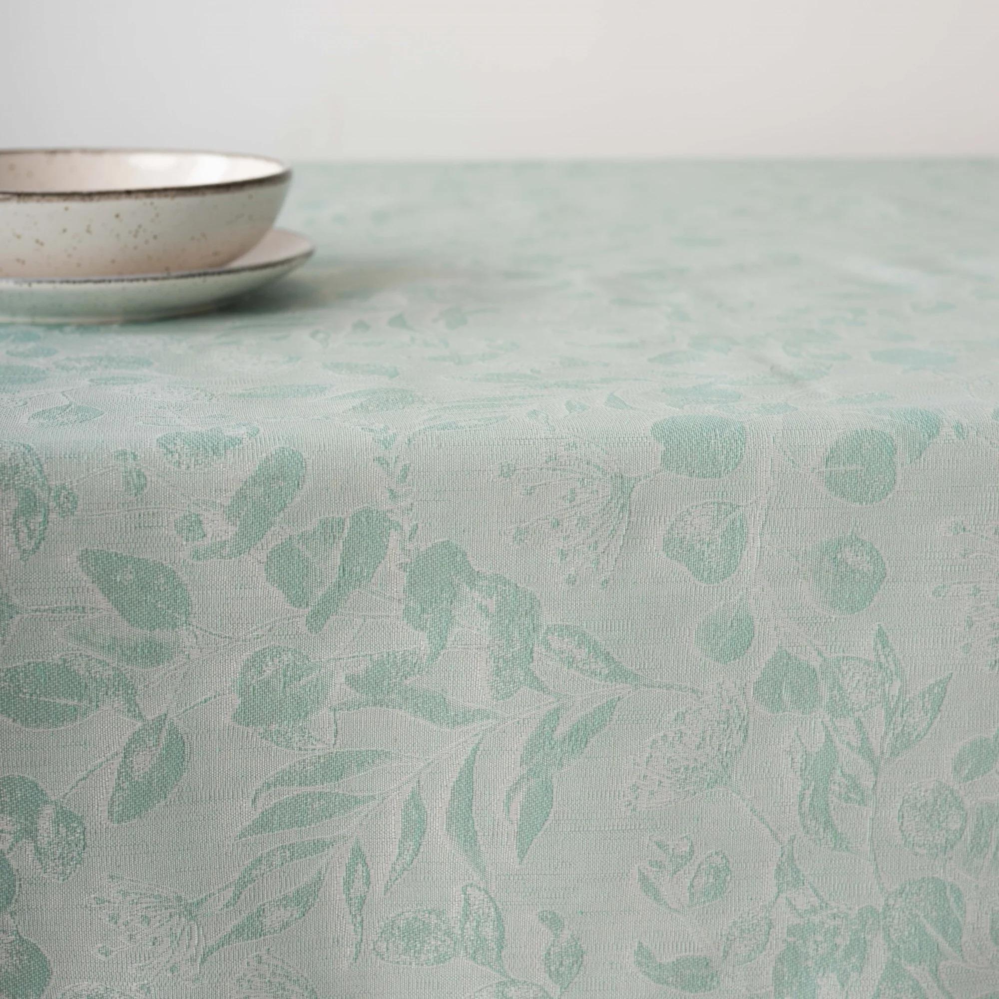 Nappe anti-taches jacquard Bacoli 32010D2 Turquoise