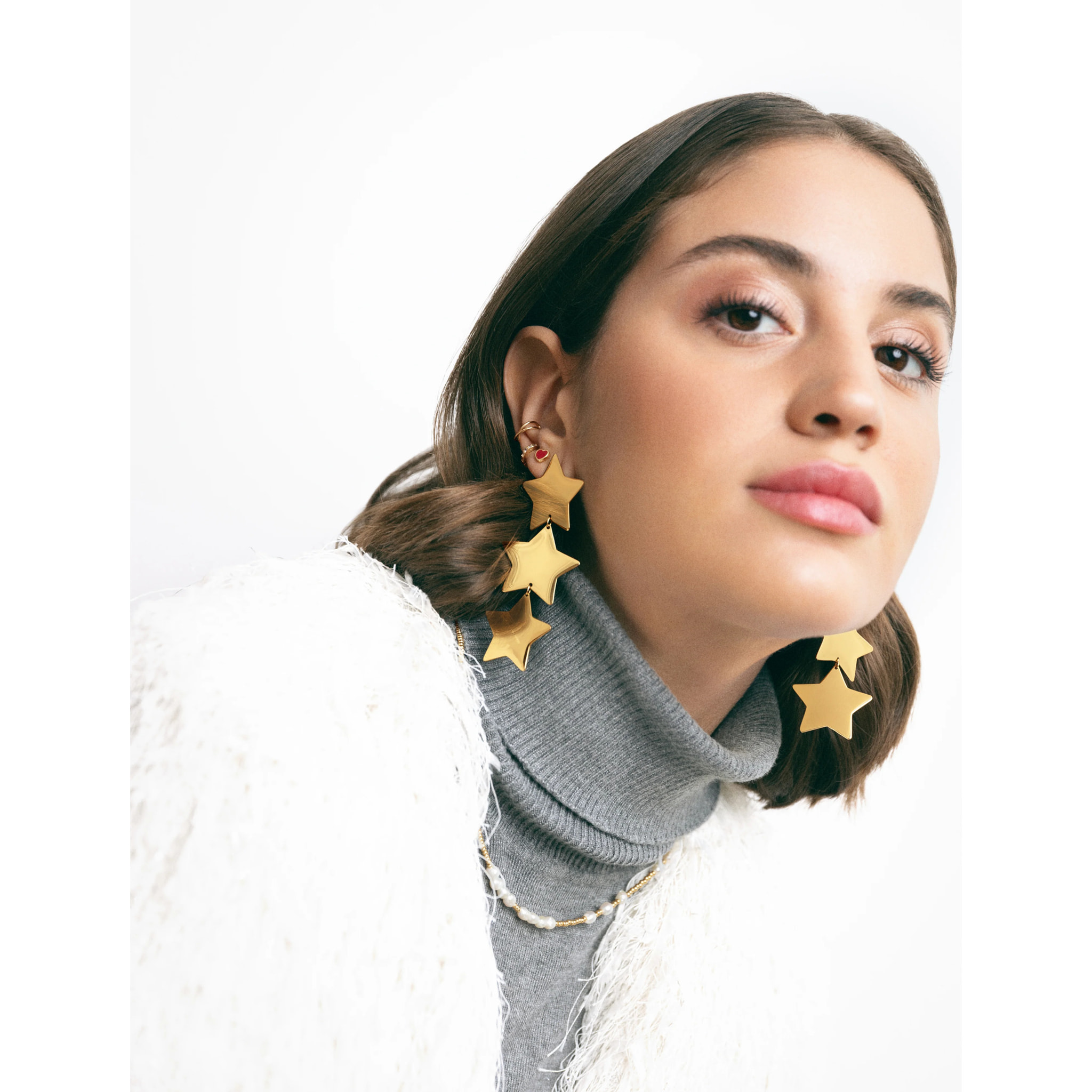 Pendientes Big Stars Acero Baño Oro