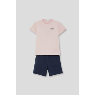 Conjunto Camiseta Lisa con Texto en el Pecho y Shorts con Bolsillos Parche Laterales | Color: Rosado | Street Monkey