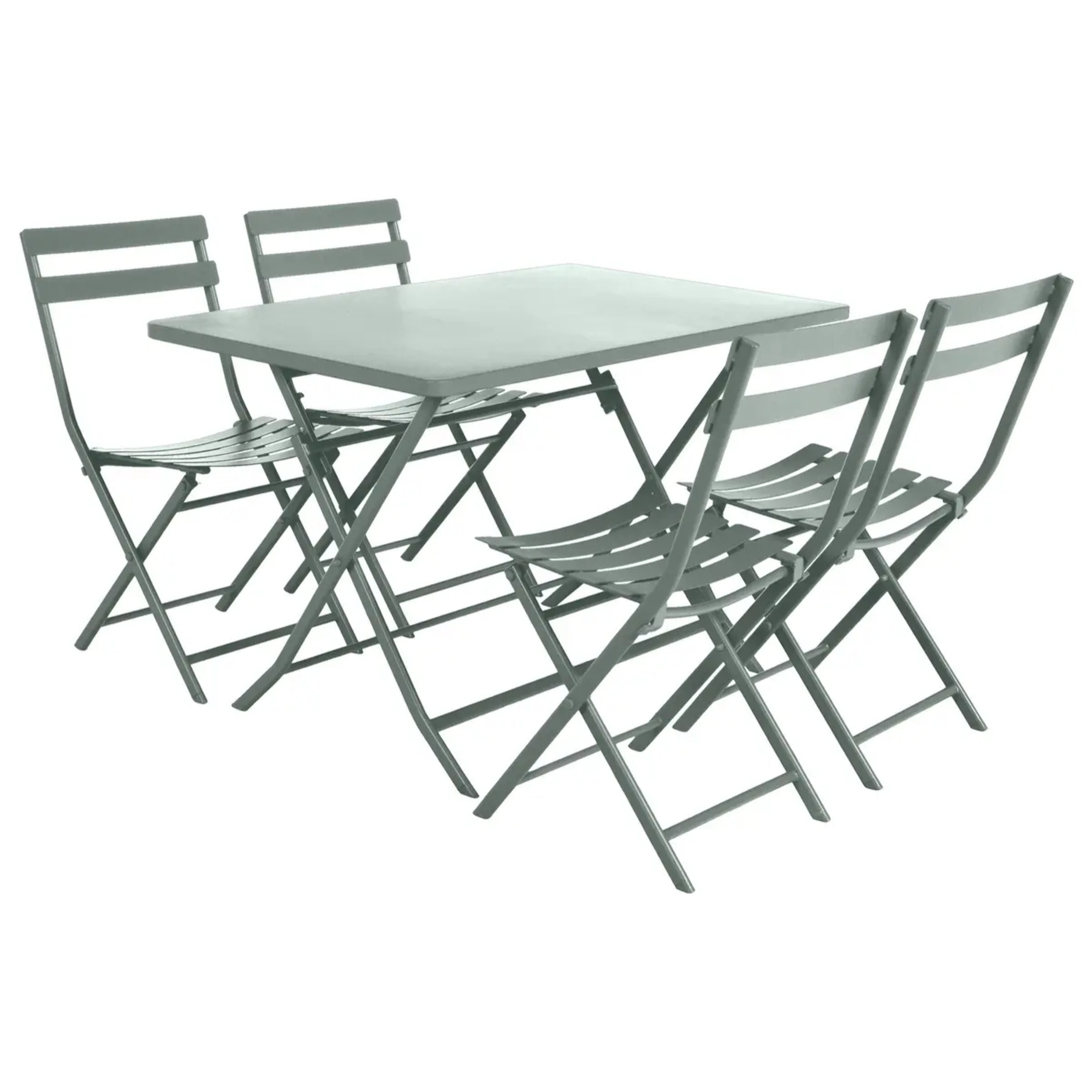 Table de jardin pliante rectangulaire "Greensboro" vert olive 4 places en acier traité époxy