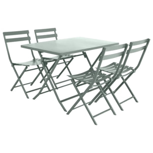 Table de jardin pliante rectangulaire "Greensboro" vert olive 4 places en acier traité époxy