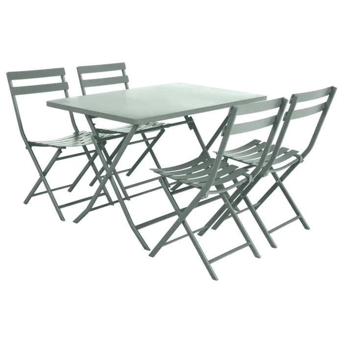 Table de jardin pliante rectangulaire "Greensboro" vert olive 4 places en acier traité époxy