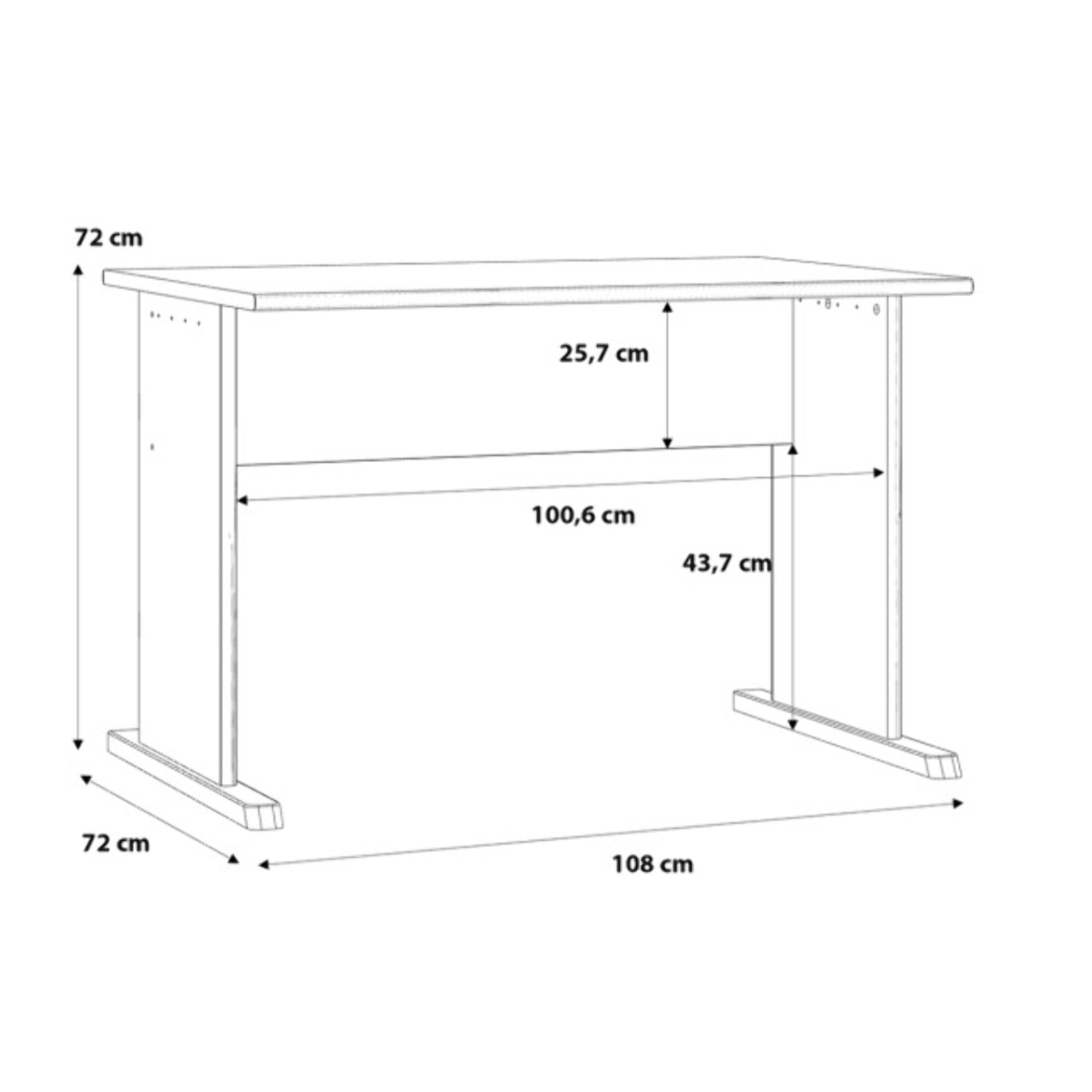 Bureau L. 108 cm décor blanc avec piètement effet aluminium - MIA