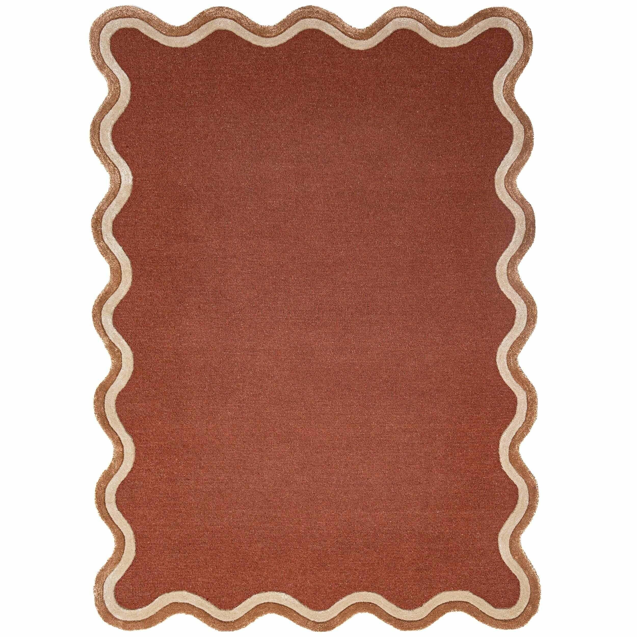 Tapis en mélange de laine à bordure festonnée RIVO