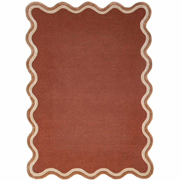 Tapis en mélange de laine à bordure festonnée RIVO