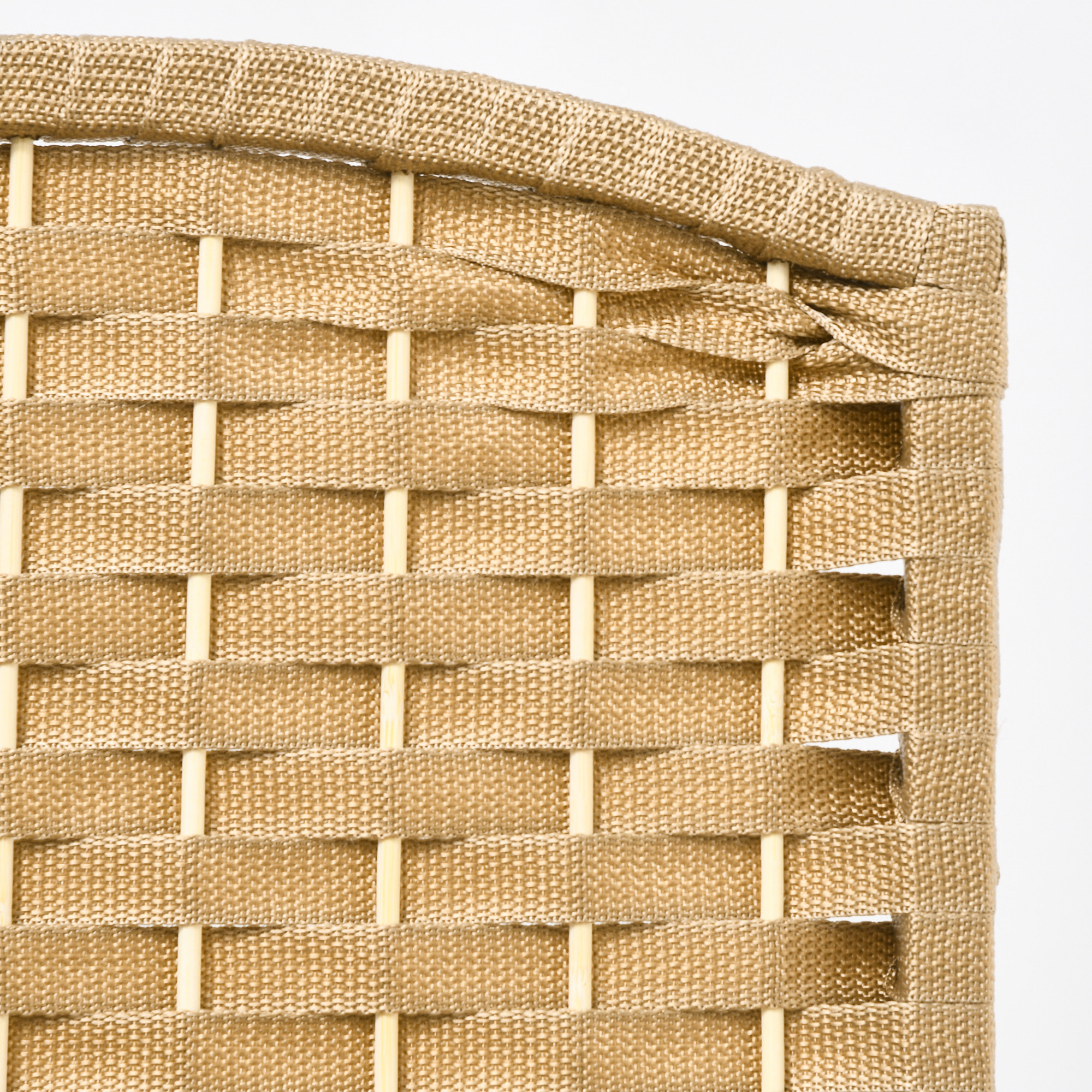 Paravent intérieur pliable 4 panneaux 160 x 170 cm - séparateur de pièce finition tressée - PP  bois pin beige