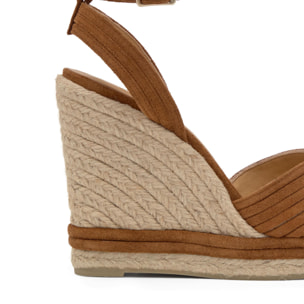 Alpargata de cuña Colina en serraje con cierre pulsera y doble plataforma