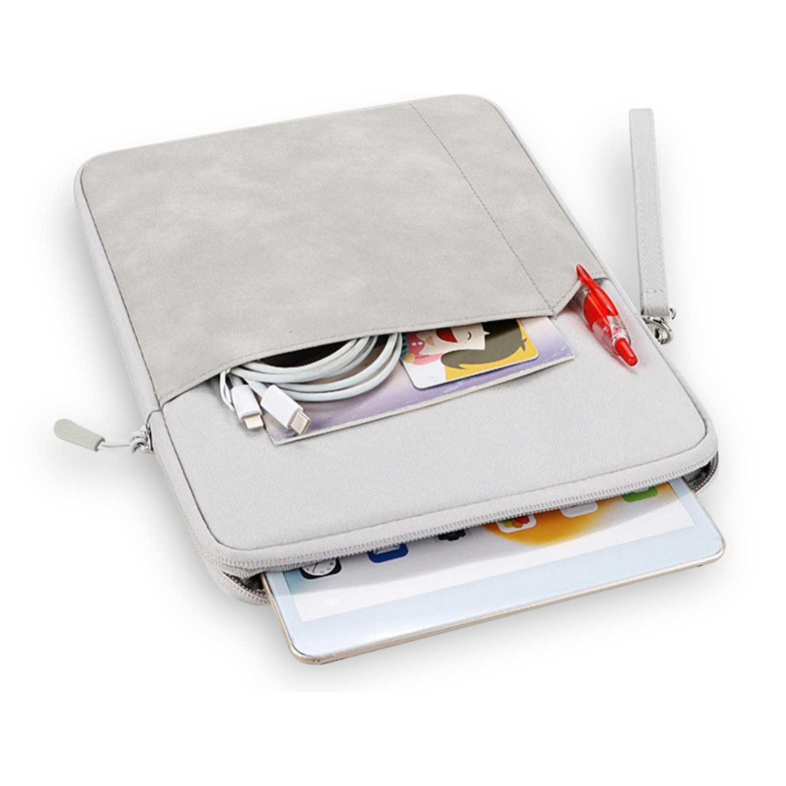 DAM Funda universal para tablet de 12 pulgadas. De tela con acolchado grueso. Acabado interior en terciopelo suave. Cierre de cremallera. 22,3x2,5x28 Cm. Color: Gris