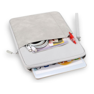 DAM Funda universal para tablet de 12 pulgadas. De tela con acolchado grueso. Acabado interior en terciopelo suave. Cierre de cremallera. 22,3x2,5x28 Cm. Color: Gris