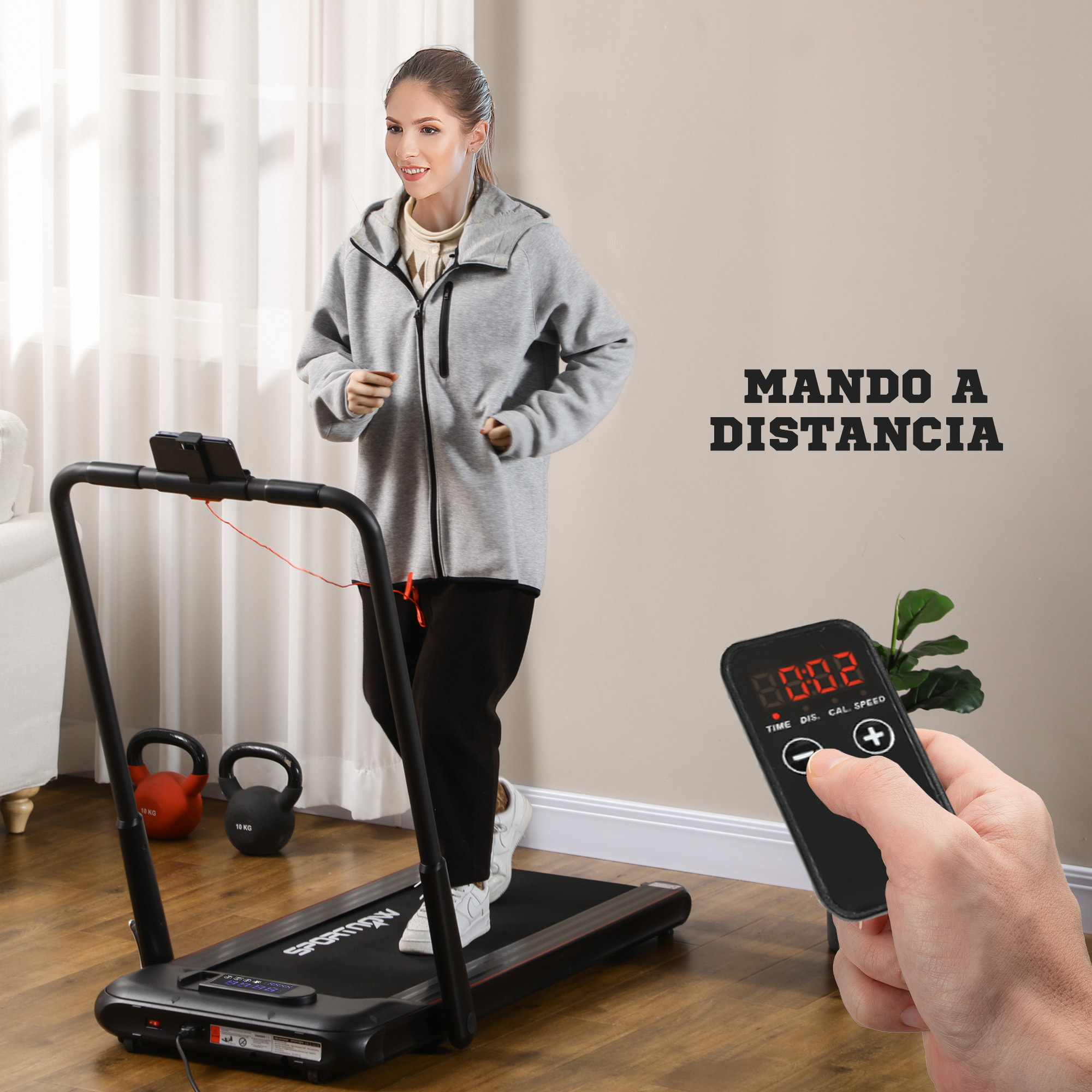 2 en 1 Cinta de Correr Plegable Cinta de Andar Velocidad 12 km/h Superficie de Carrera 36x105 cm Control Remoto Pantalla LED y Ruedas para Fitness en Casa 135x65x106 cm Negro