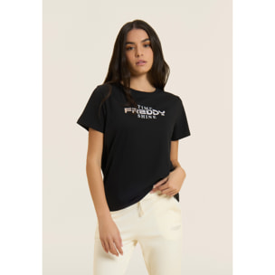 T-shirt Comfort Fit con Logo FREDDY e Slogan "Time Shine"