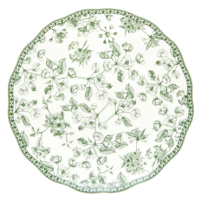 Lot de 6 assiettes dessert Lisière ronde D.21cm vert