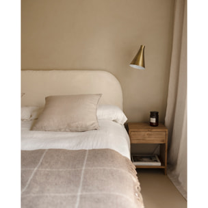 Tête de lit déhoussable en velours côtelé blanc cassé en différentes tailles