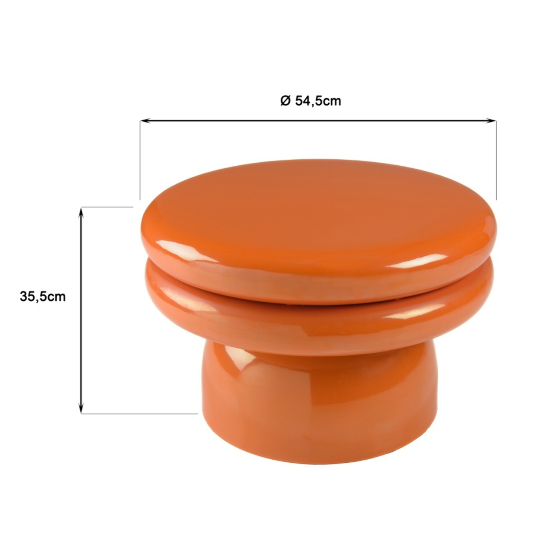 HORTENSE - Table d'appoint design en fer couleur orange fluo