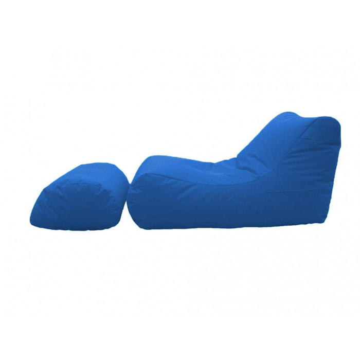 Chaise Longue moderna da soggiorno, Made in Italy, Poltrona con poggiapiedi in Nylon, Pouf imbottito per camera da letto, cm 120x80h60, colore Blu