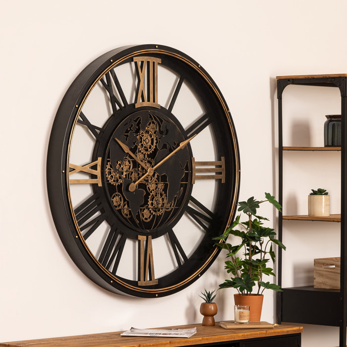 Horloge mécanique Clark métal noir D110cm