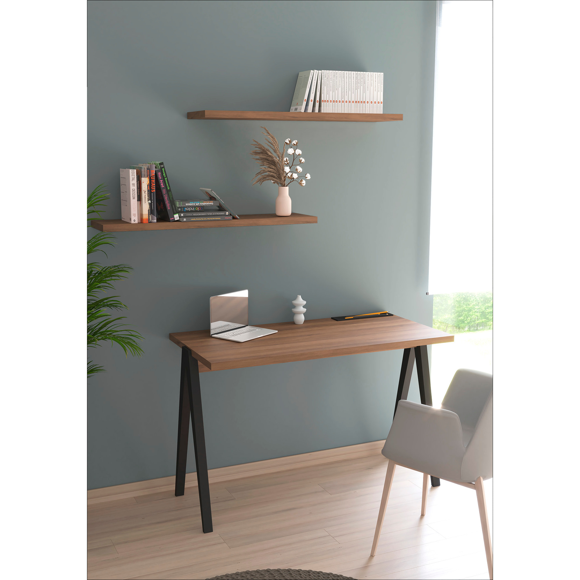 Escritorio Colmar nogal y negro 78x107x49 cm