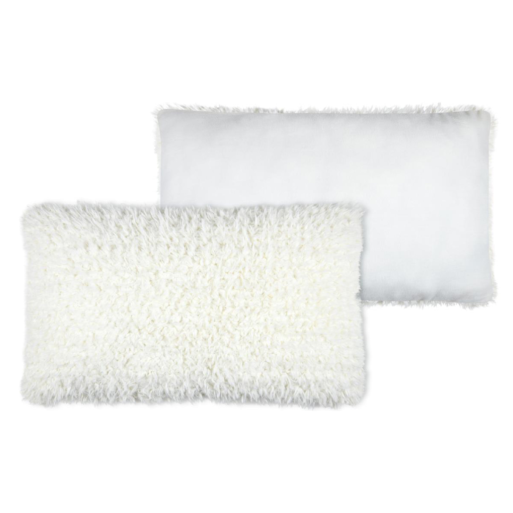 Coussin rectangulaire imitation peau de mouton - Blanc