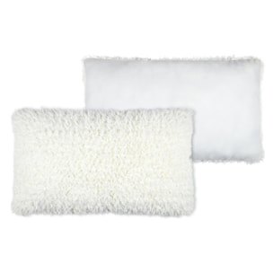 Coussin rectangulaire imitation peau de mouton - Blanc