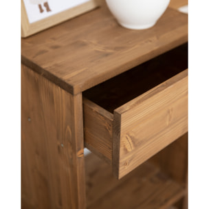 Table de chevet en bois massif avec un tiroir dans un ton naturel de 60x40cm Hauteur: 60 Longueur: 40 Largeur: 29.5