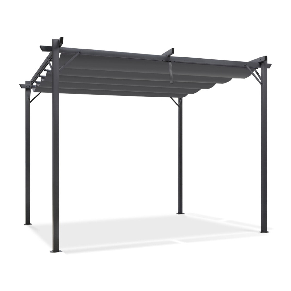 Pergola Marina en acier et toit rétractable gris 3x3m