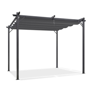 Pergola Marina en acier et toit rétractable gris 3x3m