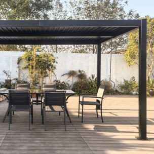Pergola bioclimatique 4x3m structure et lames en aluminium noir LUAU