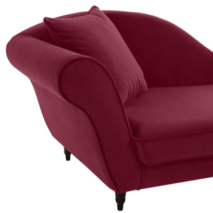 Méridienne droite ALBA 195 cm velours Aubergine - 100% déhoussable - Fab. France