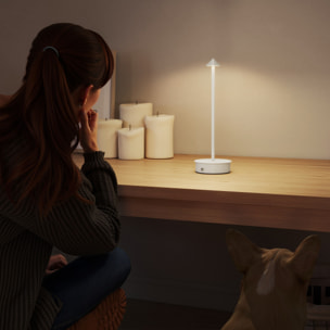 Juego de 2 Lámparas de Mesa Recargables por USB, Lámparas de Mesita de Noche Regulables con Control Táctil, 3000K/4500K/6000K, Luz LED Incluida, para Dormitorio, Salón u Oficina, Blanco