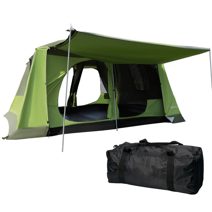 Tente de camping familiale avec porche 4 à 8 personnes sac de transport inclus vert