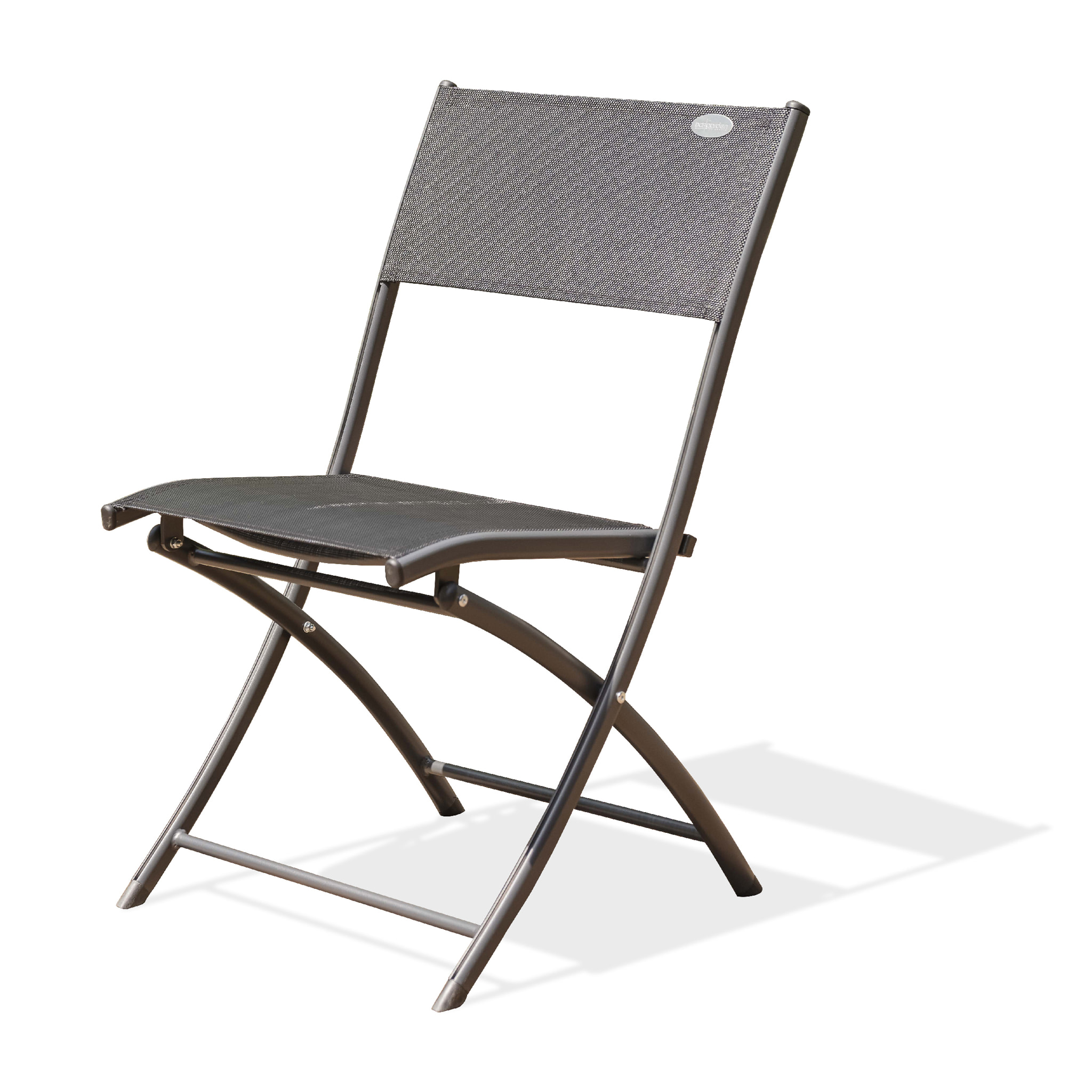 C43 - Chaise de jardin pliante en aluminium et toile plastifiéee