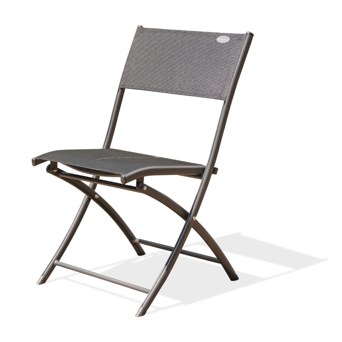 C43 - Chaise de jardin pliante en aluminium et toile plastifiéee